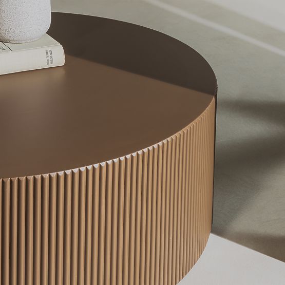 Stolik konferencyjny Ermanno, 90 cm, mocha, żłobiony