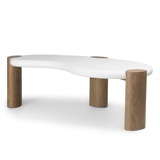 Stolik konferencyjny Floe 125 cm, biały/orzech