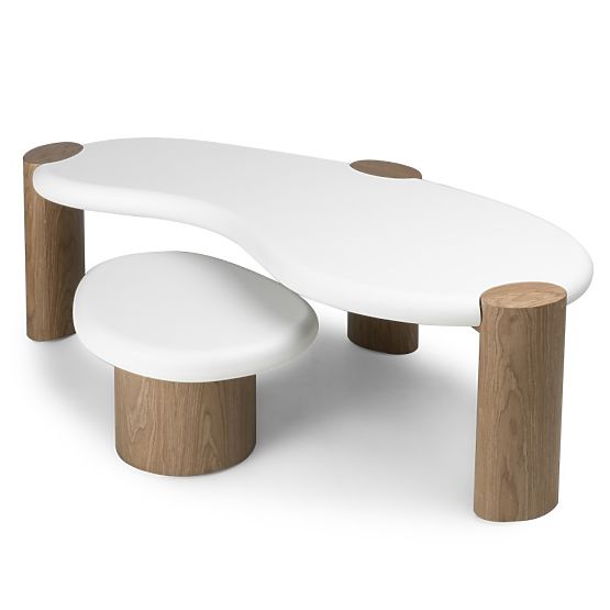 Stolik konferencyjny Floe 125 cm, biały/orzech