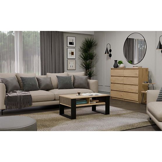 Stolik konferencyjny Modern 2P SLIM DĄB ARTISAN CZARNY