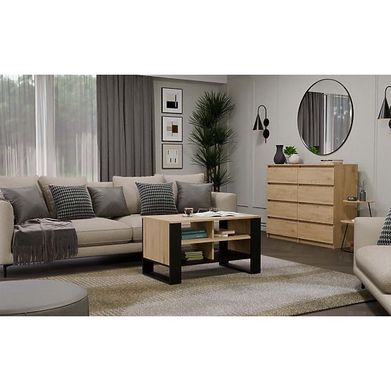 Stolik konferencyjny Modern 4P SLIM DĄB ARTISAN CZARNY