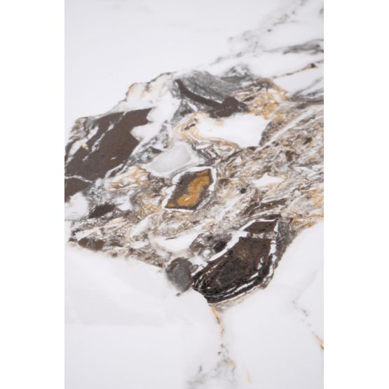 Stolik konferencyjny ROSA biały marmur / szary marmur / złoty (2szt=1szt)