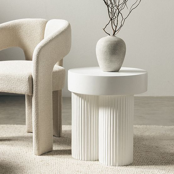 Stolik konferencyjny Salerno 45 cm, okrągły, biały, z rowkowaniem