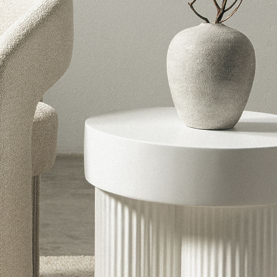 Stolik konferencyjny Salerno 45 cm, okrągły, biały, z rowkowaniem