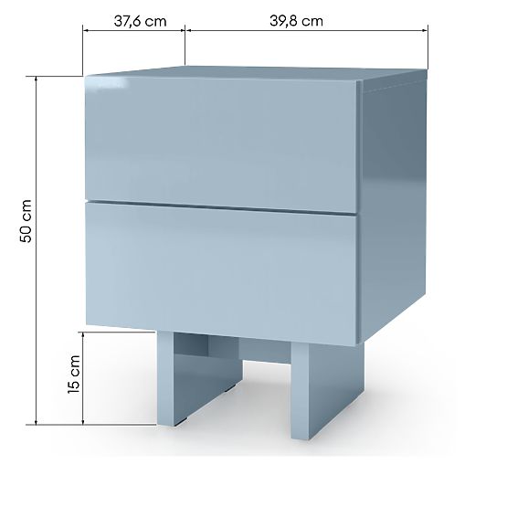 Stolik nocny Glim, dymny niebieski, błyszczący