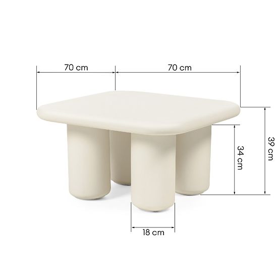 Stolik ogrodowy Vibonis 70 cm, kwadratowy, cementowy, jasnobeżowy