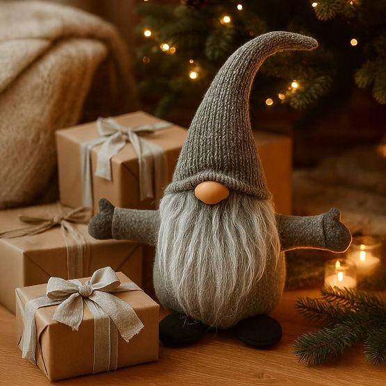 Świąteczny skrzat 35 cm YX045 SZARY