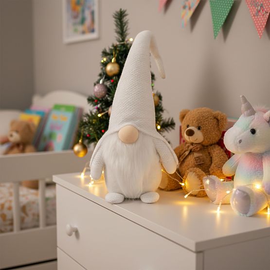 Świąteczny skrzat YX068 50cm Biały