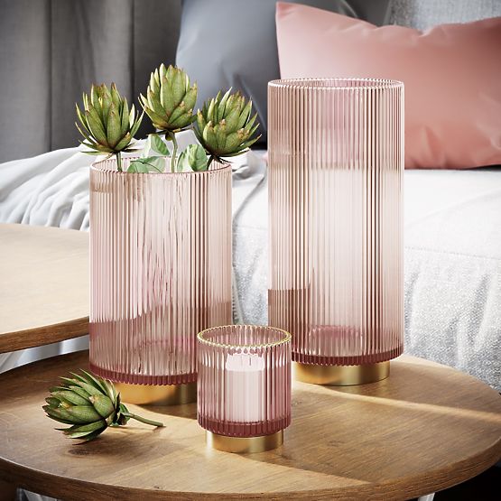 Świecznik POMPEY kolor pudrowy róż ameliahome