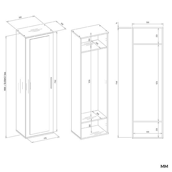 Szafa DUO ANTRACYT DĄB ARTISAN