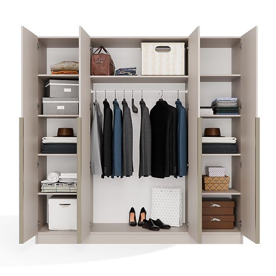 SZAFA SENSO 4D 200 CM 4 DRZWI ZŁOTE UCHWYTY DO SALONU SYPIALNI KASZMIROWY BEŻ