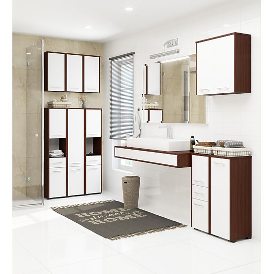 SZAFKA ŁAZIENKOWA FIN NAD PRALKĘ WENGE / BIAŁA