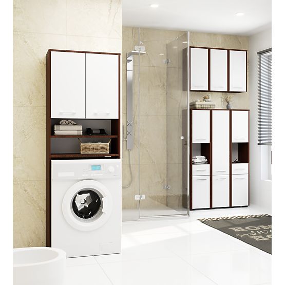 SZAFKA ŁAZIENKOWA FIN NAD PRALKĘ WENGE / BIAŁA