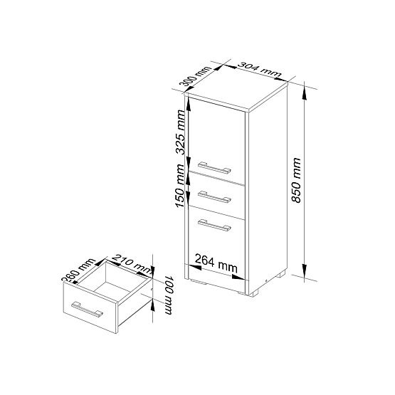 SZAFKA ŁAZIENKOWA FIN SŁUPEK 30 2D 1SZ 85cm PK BIAŁA / SZARA