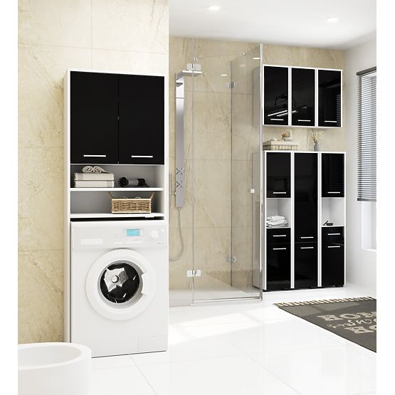 SZAFKA ŁAZIENKOWA FIN SŁUPEK 30 2D 1SZ 85cm PK CZARNY POŁYSK