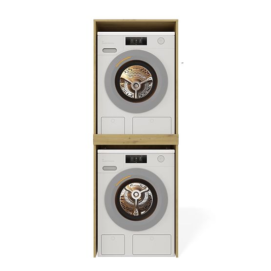 Szafka łazienkowa na pralkę i suszarkę POLA TWIN Regał Słupek DĄB ARTISAN