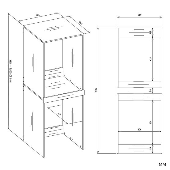Szafka łazienkowa na pralkę i suszarkę POLA TWIN Regał Słupek DĄB ARTISAN