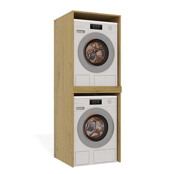 Szafka łazienkowa na pralkę i suszarkę POLA TWIN Regał Słupek DĄB ARTISAN