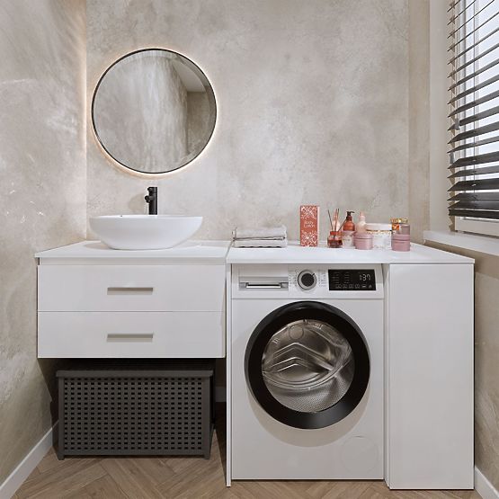 Szafka Łazienkowa Na Pralkę Z Drzwiami POLA NP 1D BIAŁA 2 Półki