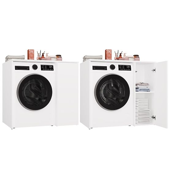 Szafka Łazienkowa Na Pralkę Z Drzwiami POLA NP 1D BIAŁA 2 Półki