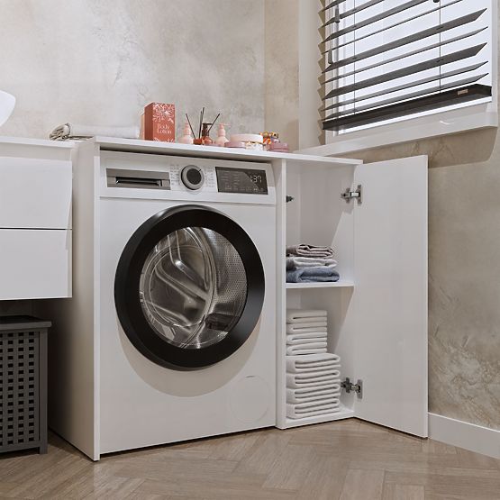 Szafka Łazienkowa Na Pralkę Z Drzwiami POLA NP 1D BIAŁA 2 Półki