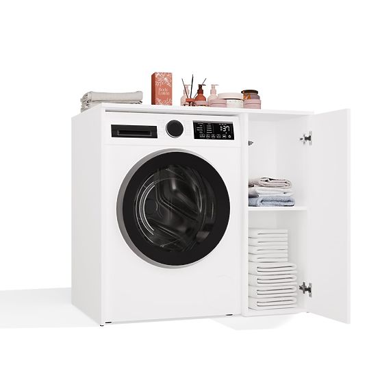 Szafka Łazienkowa Na Pralkę Z Drzwiami POLA NP 1D BIAŁA 2 Półki