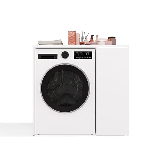 Szafka Łazienkowa Na Pralkę Z Drzwiami POLA NP 1D BIAŁA 2 Półki