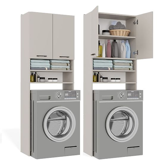 Szafka łazienkowa nad pralkę POLA DK KASZMIR BEŻOWA Regał Słupek 180X64X30