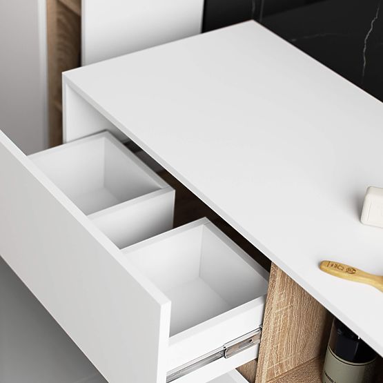 SZAFKA ŁAZIENKOWA POD UMYWALKĘ VAMI W90 2SZ 2P BIAŁA / DĄB SONOMA