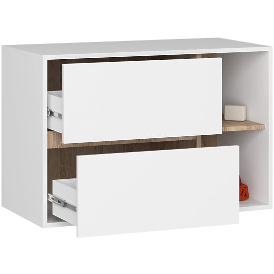 SZAFKA ŁAZIENKOWA POD UMYWALKĘ VAMI W90 2SZ 2P BIAŁA / DĄB SONOMA