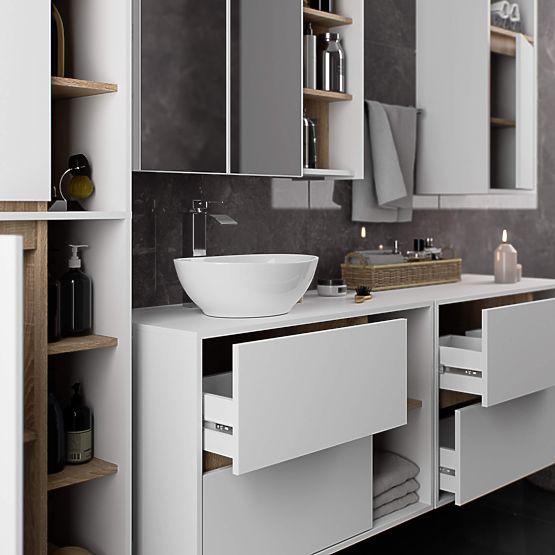 SZAFKA ŁAZIENKOWA POD UMYWALKĘ VAMI W90 2SZ 2P BIAŁA / DĄB SONOMA