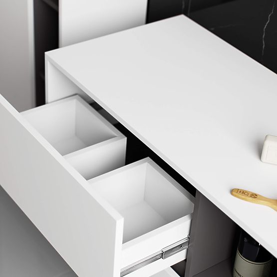 SZAFKA ŁAZIENKOWA POD UMYWALKĘ VAMI W90 2SZ 2P BIAŁA / GRAFITOWO SZARA