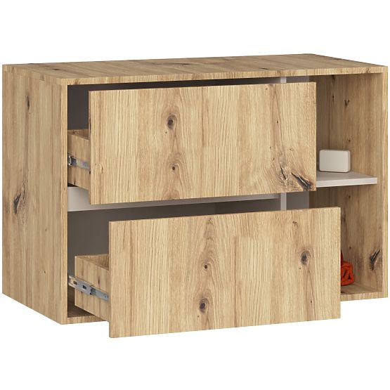 SZAFKA ŁAZIENKOWA POD UMYWALKĘ VAMI W90 2SZ 2P DĄB ARTISAN / KASZMIR