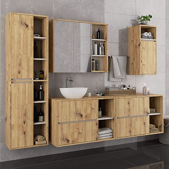 SZAFKA ŁAZIENKOWA POD UMYWALKĘ VAMI W90 2SZ 2P DĄB ARTISAN / KASZMIR