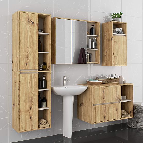 SZAFKA ŁAZIENKOWA POD UMYWALKĘ VAMI W90 2SZ 2P DĄB ARTISAN / KASZMIR