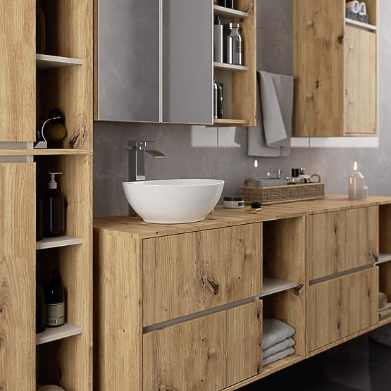 SZAFKA ŁAZIENKOWA POD UMYWALKĘ VAMI W90 2SZ 2P DĄB ARTISAN / KASZMIR
