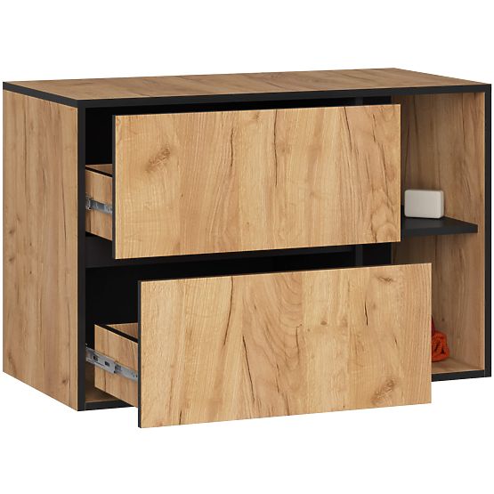 SZAFKA ŁAZIENKOWA POD UMYWALKĘ VAMI W90 2SZ 2P DĄB CRAFT / CZARNA