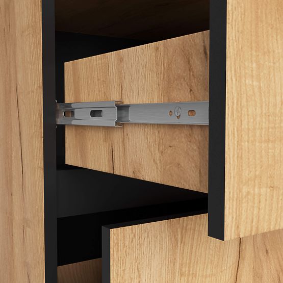 SZAFKA ŁAZIENKOWA POD UMYWALKĘ VAMI W90 2SZ 2P DĄB CRAFT / CZARNA