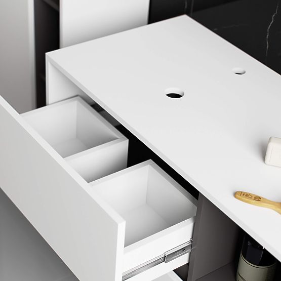 SZAFKA ŁAZIENKOWA POD UMYWALKĘ Z OTWORAMI VAMI W90 UM 2SZ 2P BIAŁA / GRAFITOWA SZARA