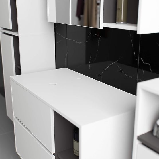 SZAFKA ŁAZIENKOWA POD UMYWALKĘ Z OTWORAMI VAMI W90 UM 2SZ 2P BIAŁA / GRAFITOWA SZARA