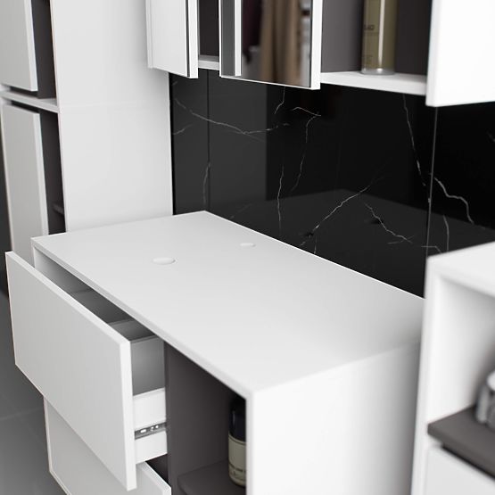 SZAFKA ŁAZIENKOWA POD UMYWALKĘ Z OTWORAMI VAMI W90 UM 2SZ 2P BIAŁA / GRAFITOWA SZARA