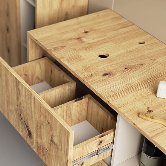 SZAFKA ŁAZIENKOWA POD UMYWALKĘ Z OTWORAMI VAMI W90 UM 2SZ 2P DĄB ARTISAN / KASZMIR