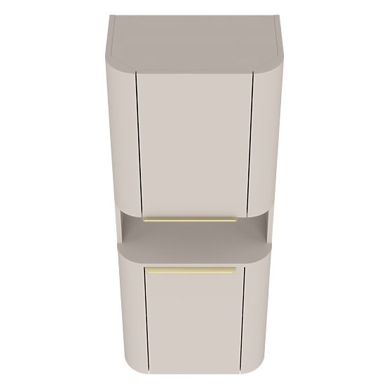 Szafka łazienkowa, słupek Bassa kaszmirowy, złote uchwyty, zaokrąglony