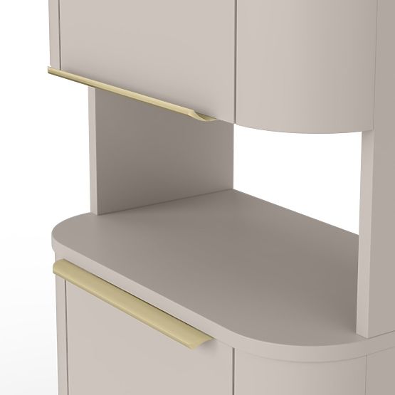 Szafka łazienkowa, słupek Bassa kaszmirowy, złote uchwyty, zaokrąglony