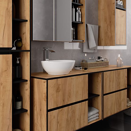SZAFKA ŁAZIENKOWA WISZĄCA VAMI W50 DĄB CRAFT / CZARNY