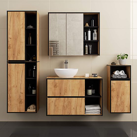 SZAFKA ŁAZIENKOWA WISZĄCA VAMI W50 DĄB CRAFT / CZARNY