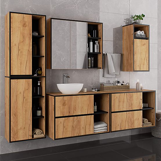 SZAFKA ŁAZIENKOWA WISZĄCA VAMI W50 DĄB CRAFT / CZARNY