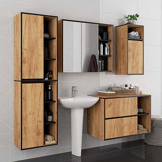 SZAFKA ŁAZIENKOWA WISZĄCA VAMI W50 DĄB CRAFT / CZARNY