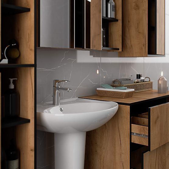 SZAFKA ŁAZIENKOWA WISZĄCA VAMI W50 DĄB CRAFT / CZARNY