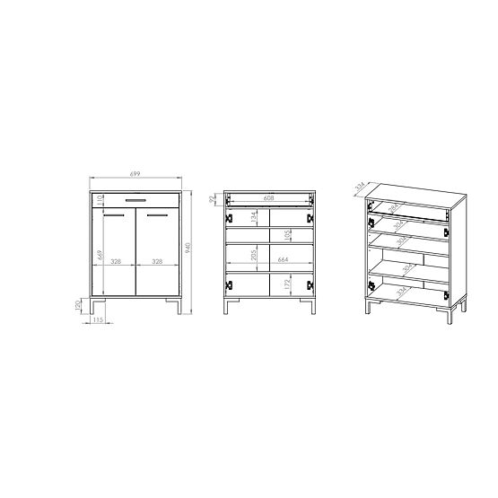 Szafka na buty Nevio - dąb rzemieślniczy